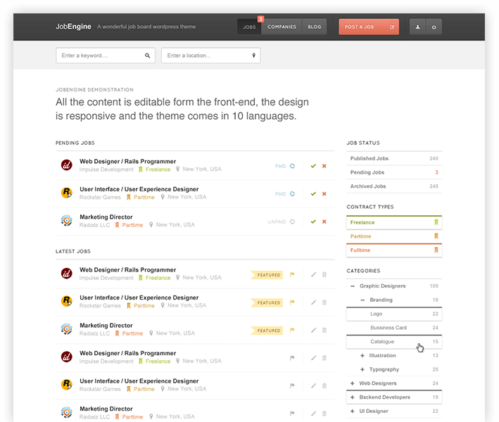 Job Engine Wordpress Theme